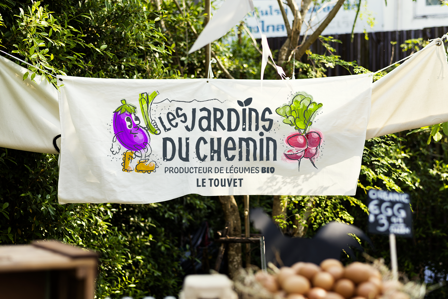 Bâche pour le stand Des Jardins du Chemin, maraîchers à Grenoble